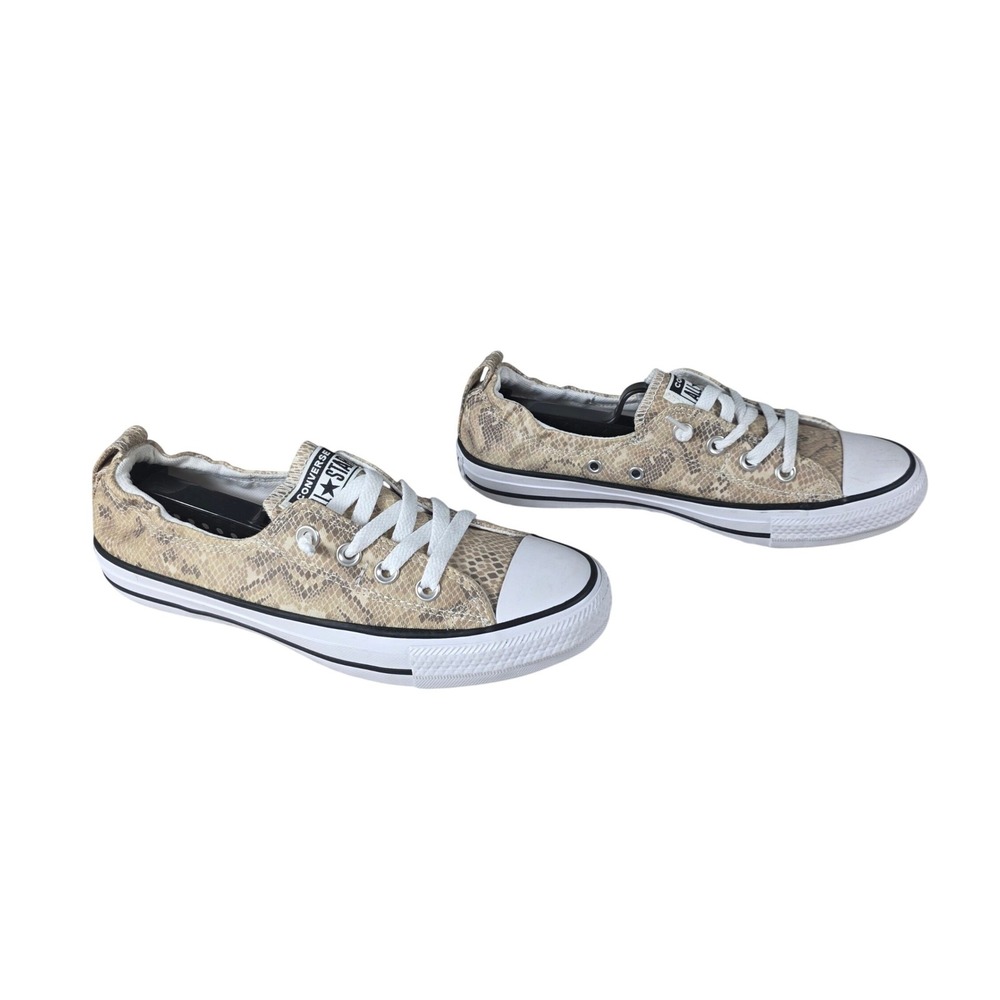 Converse Shoreline Sneakers Tan Snakeskin Print Slip On Women 8 Animal, Casual